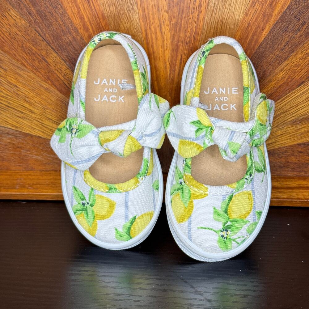 Janie & Jack Lemon Slides with Velcro Strap Size 5